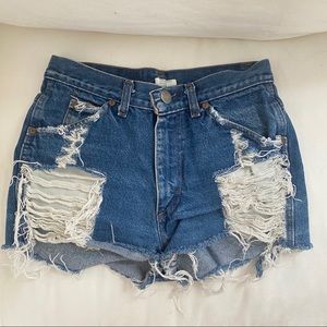 distressed jean shorts